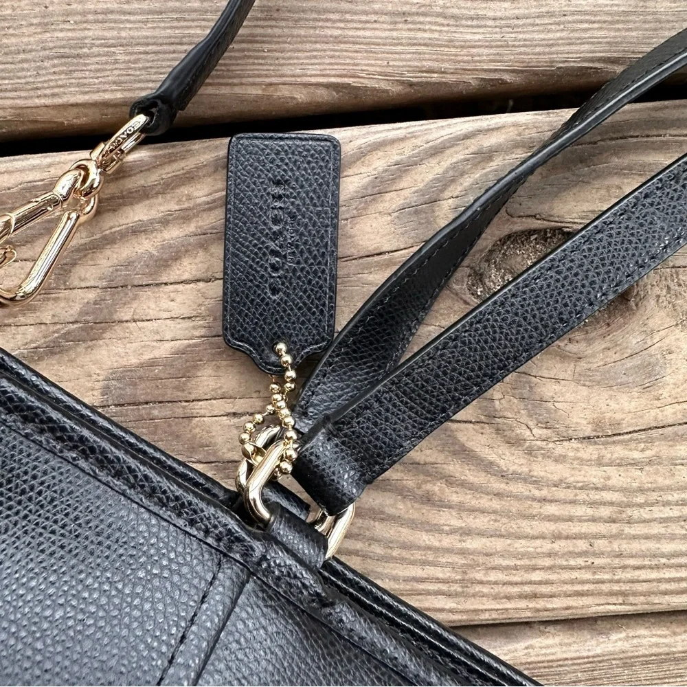 Coach Crossgrain Leather Pocket Tote F34497 Black Crossbody Shoulder Bag Tote